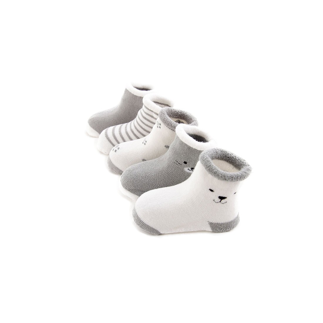 Luxury Terry Baby Socks Collection - Grey (5 Pairs Per Pack)