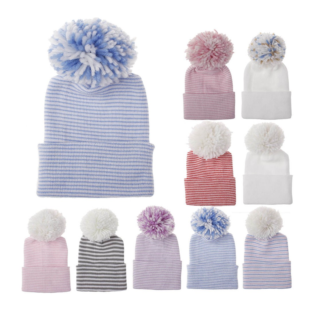 Emerson - Pom Pom Newborn Baby Hat