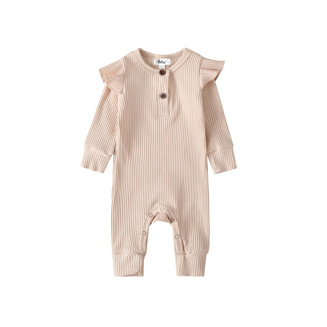 Gracie - Luxury Frilly Ribbed Ivory Baby Romper