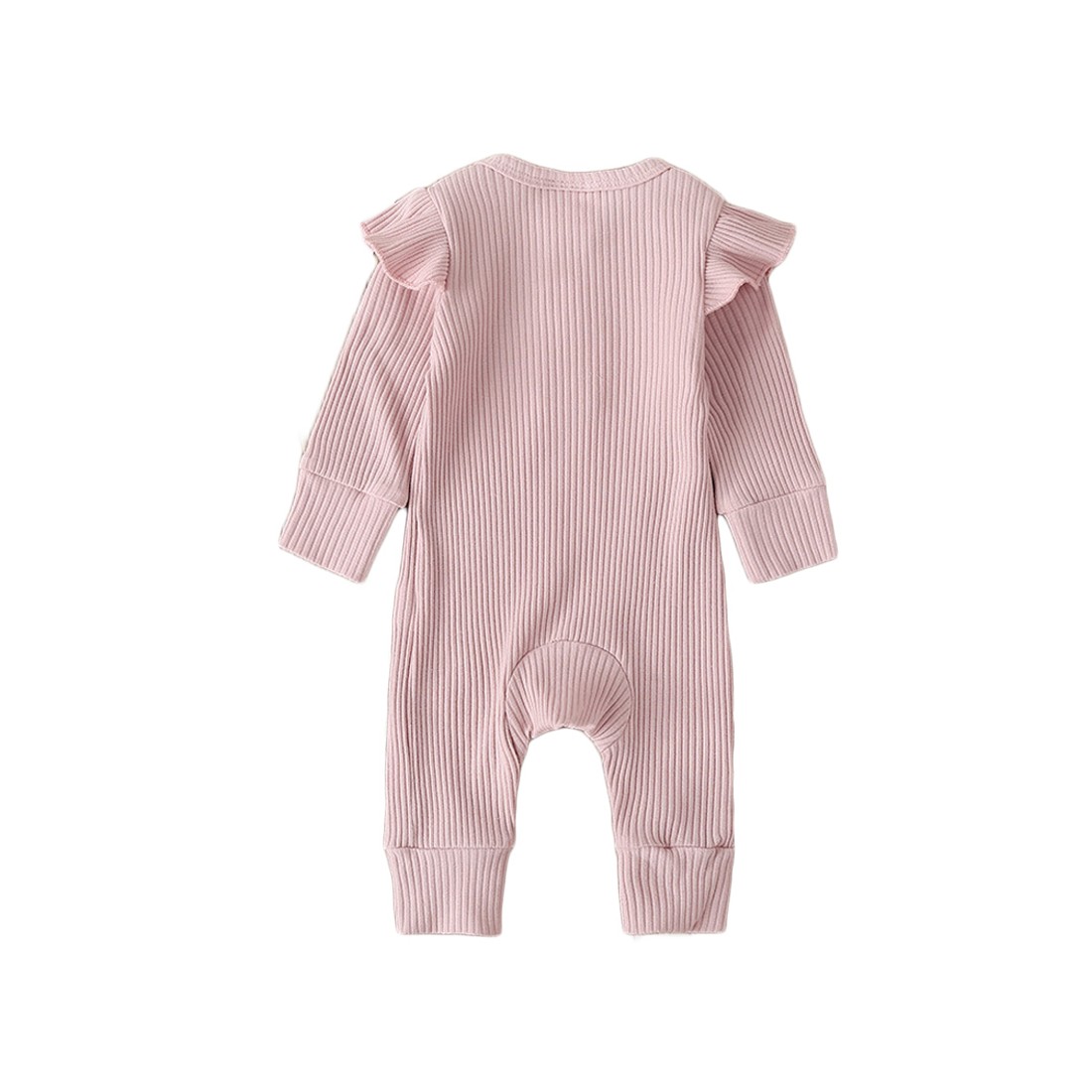 Freya - Luxury Frilly Ribbed Pink Baby Romper