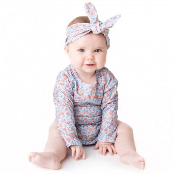 UNICOMIDEA Newborn Toddler Baby Girls Ruffle Sleeveless Romper Floral Bodysuit Outfit Set Match Headband 0-24 Month 
