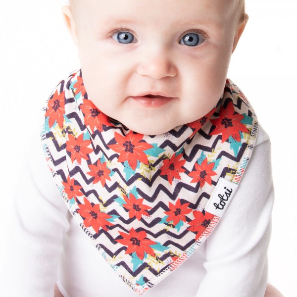 Poinsettia Luxury Floral Baby Dribble Bib