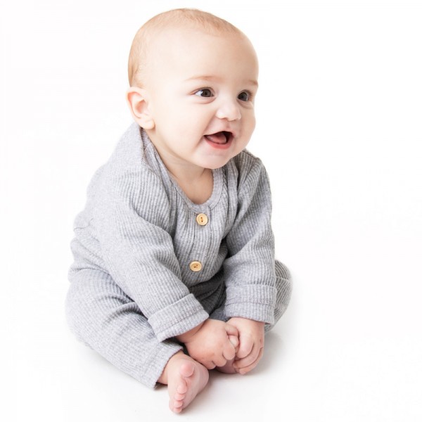 Mckenna - Grey Ribbed Baby Loungwear Set