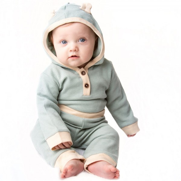 Devin - Luxury Hooded Waffle Baby Loungwear Set