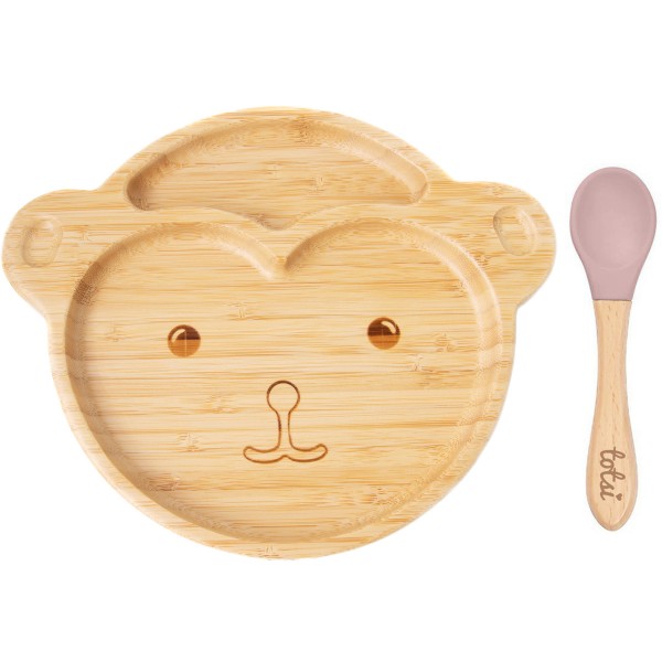 Cheeky Monkey Luxury Bamboo Suction Baby Plate Set
