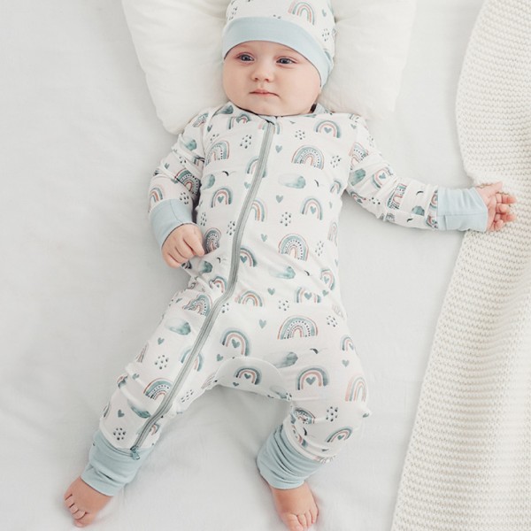 Rainbows - Super-Soft Zip Baby Sleepsuit