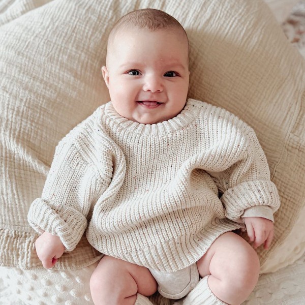 Luxury Speckled Neutral Chunky Baby Jumper